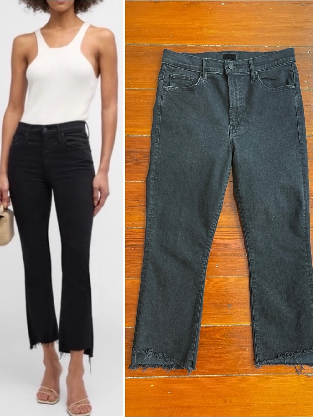 Mother The Insider Crop Step Fray Denim in Black Wash Not Guilty Jeans Sz 29 🧡🎀